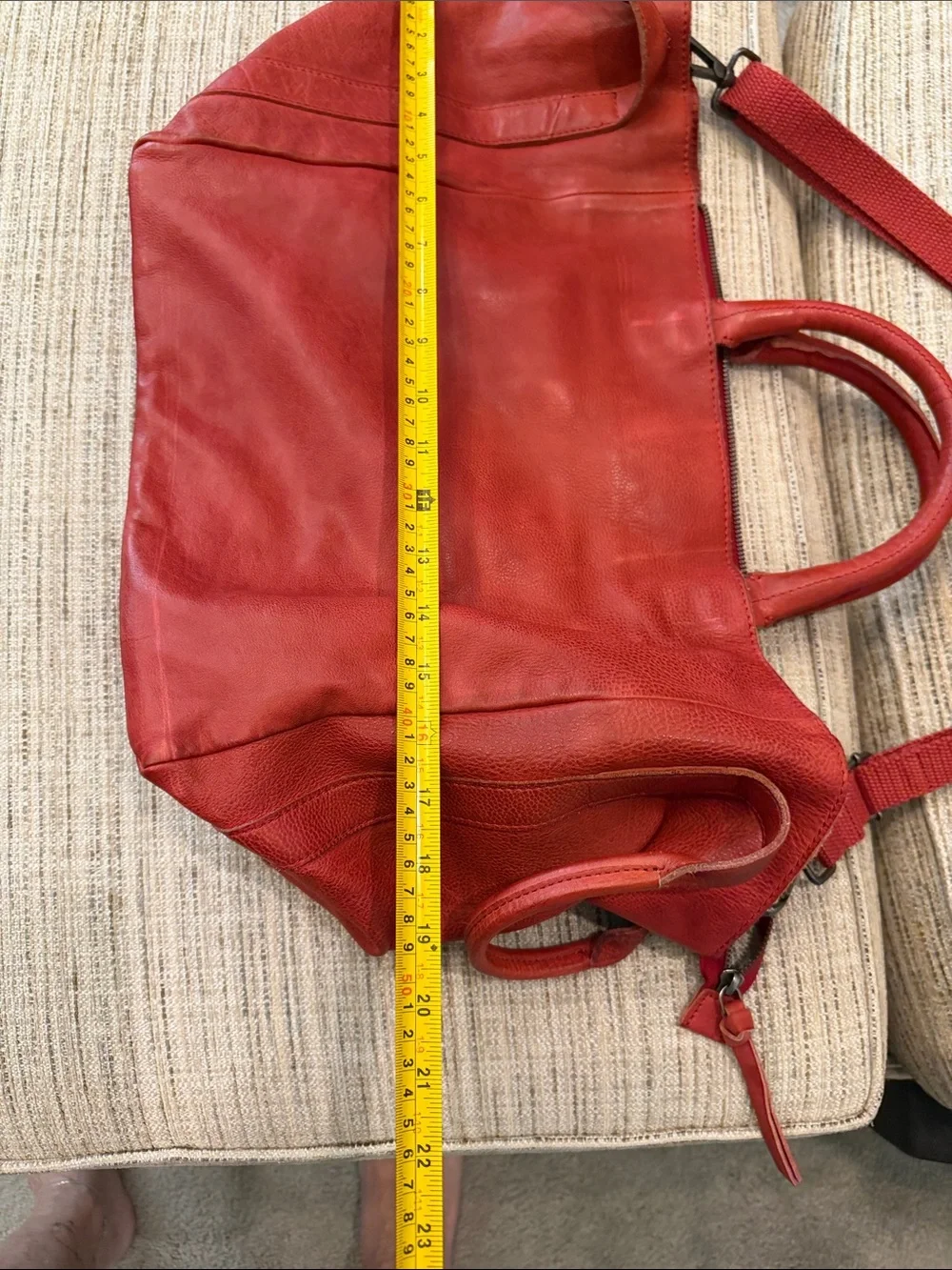 Women’s Free People Red Leather Distressed Shoulder Bag - Stylish Everyday Tote